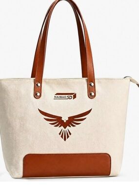 Women's Beige and Brown Tote Bag